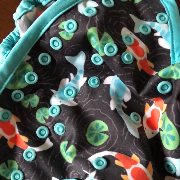 Coveralls Blueberry Koi Fish Diaper Cover - Picture 5 of 11